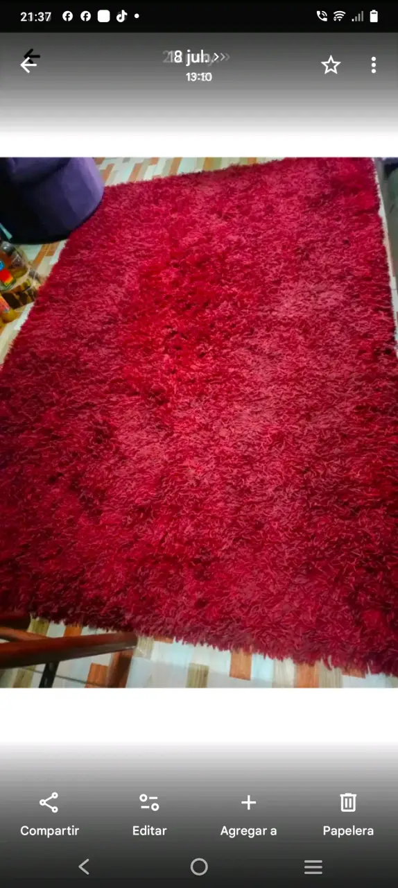 Alfombra roja peluda grande