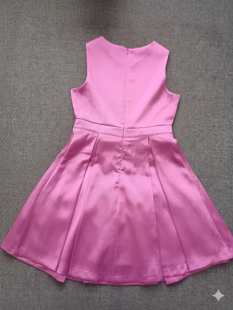 Vestido rosa sin mangas para niña - 2