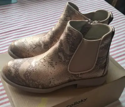 Botines de cuero estilo serpiente Colloky - miniatura 1