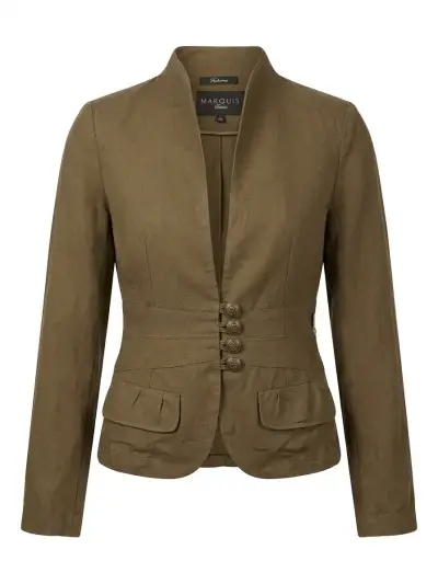 Blazer beige de lino para mujer Marquis - miniatura 2