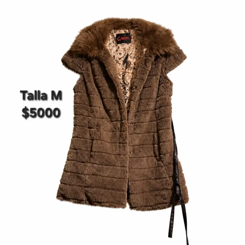 Chaleco de piel sintética marrón talla M