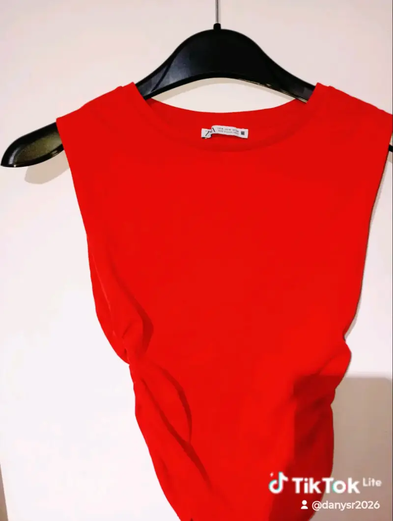 Polera sin mangas roja de Zara - 1