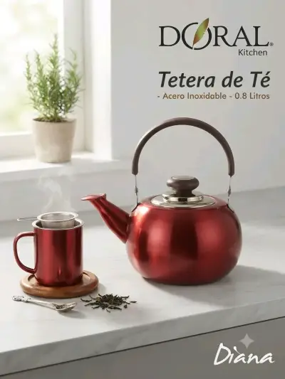 Tetera de té Doral azul 0.8L acero inoxidable - miniatura 2