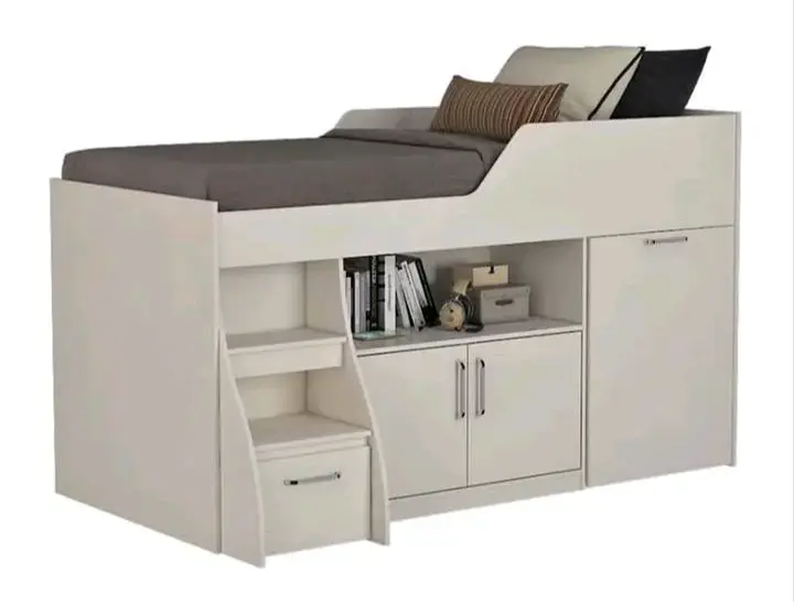 Cama alta con almacenamiento y escritorio - 1