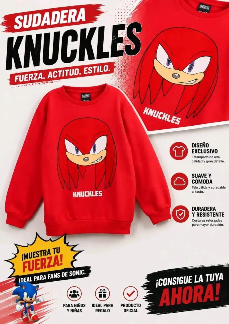 Poleron Knuckles roja para niños