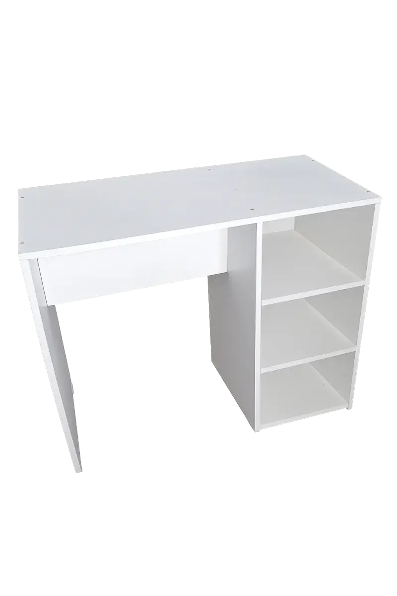 Escritorio blanco con estantes integrados - 2