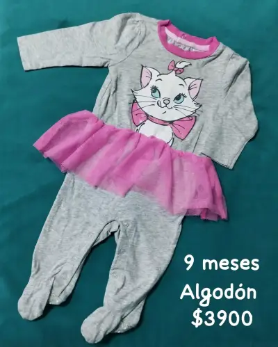 Enterito bebé gris con diseño de gatito - miniatura 1