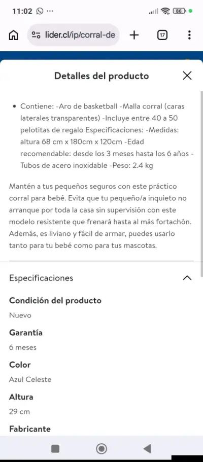 Corral de juegos para bebé azul - miniatura 3
