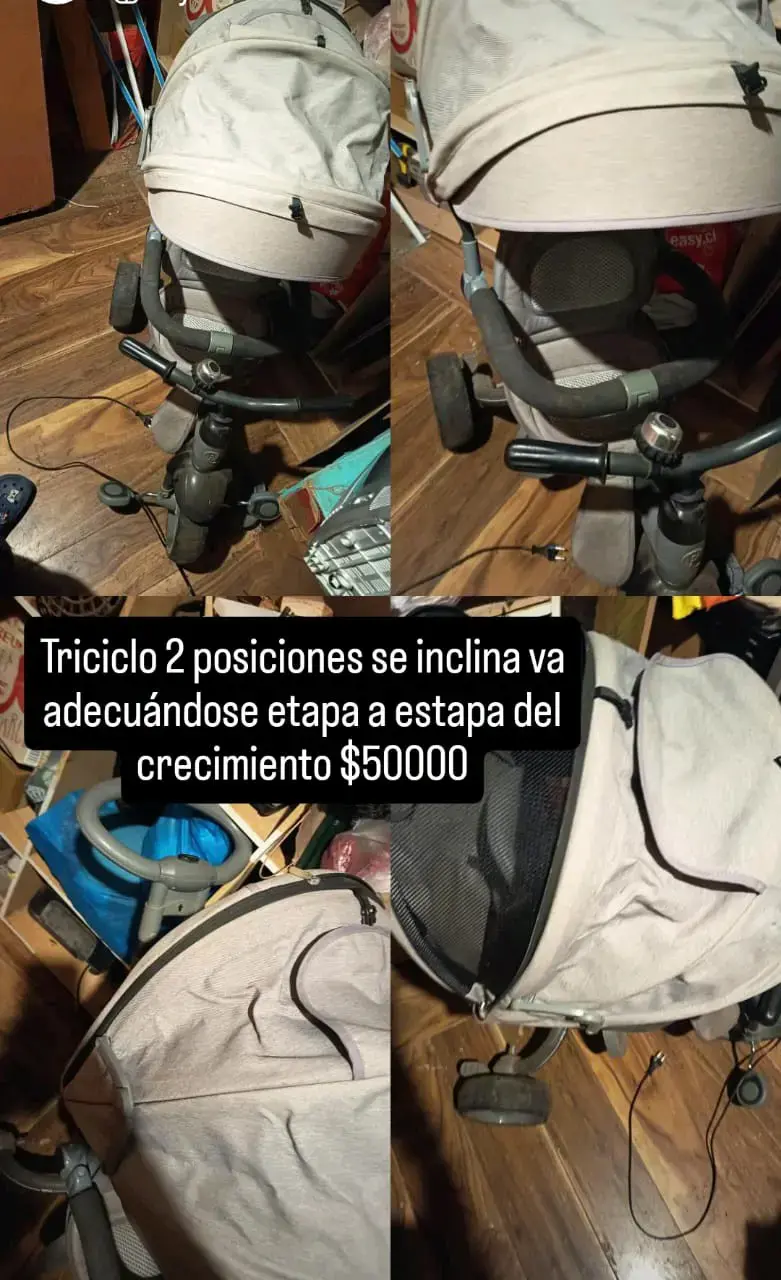 Triciclo infantil ajustable gris