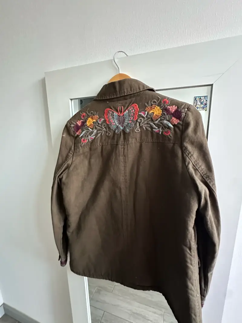 Chaqueta marrón bordada estilo bohemio - 3