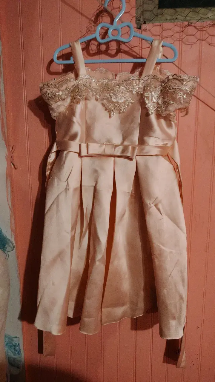 Vestido de fiesta rosa con encaje floral talla 6 - 1