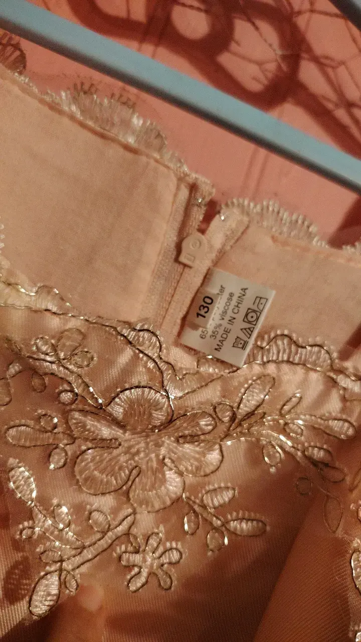 Vestido de fiesta rosa con encaje floral talla 6 - 2