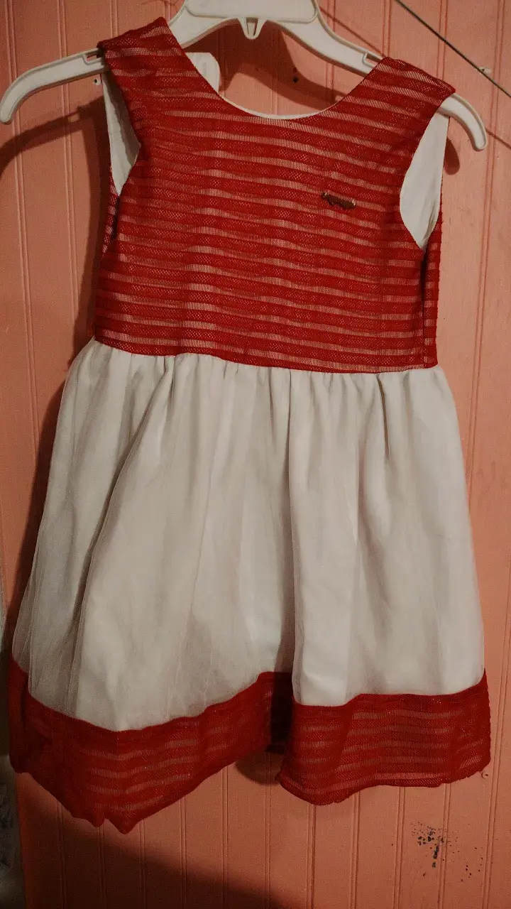 Vestido infantil rojo y blanco elegante Talla 6
