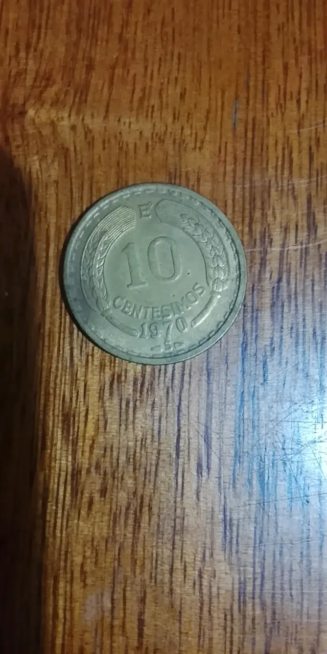 Moneda chilena de 10 pesos antigua 1970 - 2