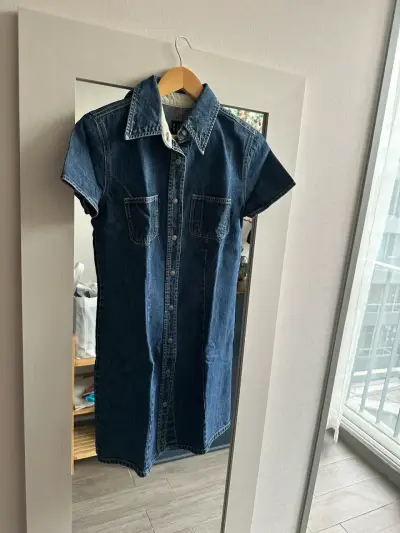Vestido camisero de mezclilla azul - miniatura 1