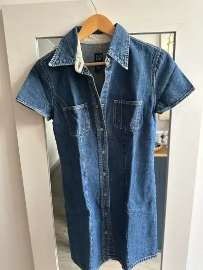 Vestido camisero de mezclilla azul - miniatura 2
