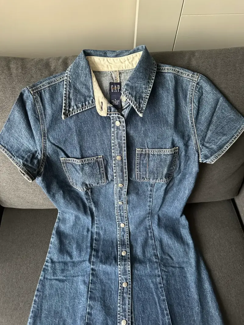 Vestido camisero de mezclilla azul - 3