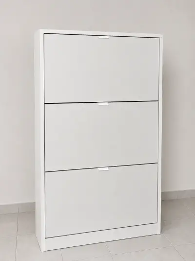 Zapatero con espejo blanco moderno - miniatura 3