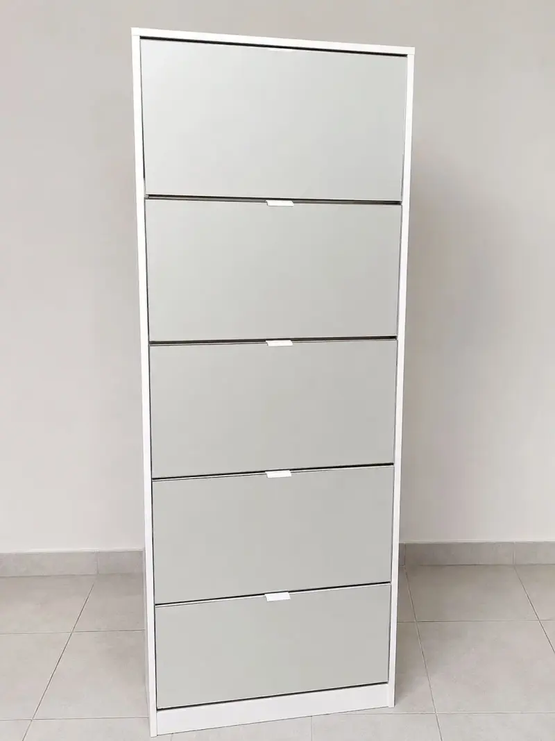 Zapatero con espejo blanco moderno - 4
