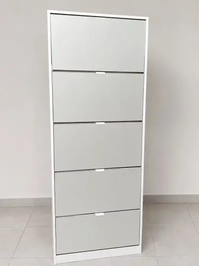 Zapatero con espejo blanco moderno - miniatura 4