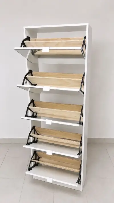 Zapatero con espejo blanco moderno - miniatura 5