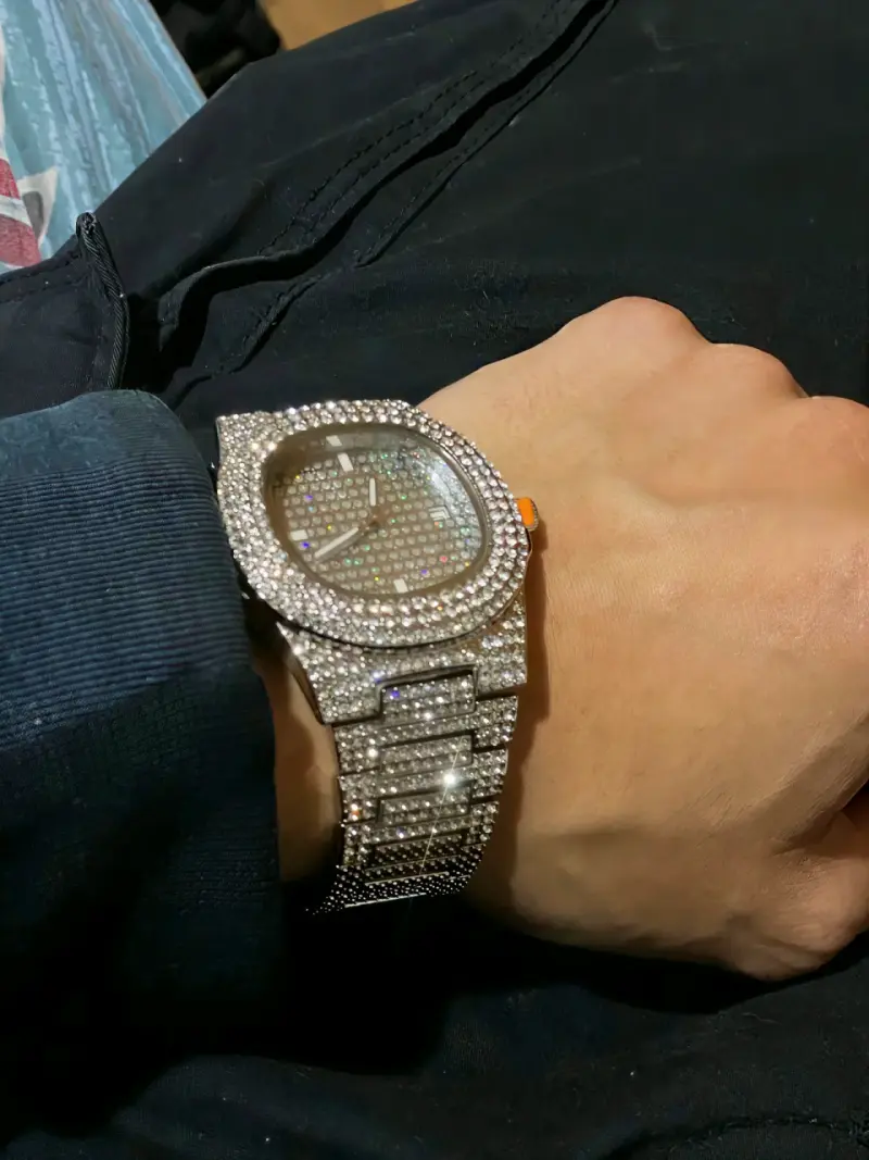 Reloj nuevo diamantes llamativo acero inoxidable - 1