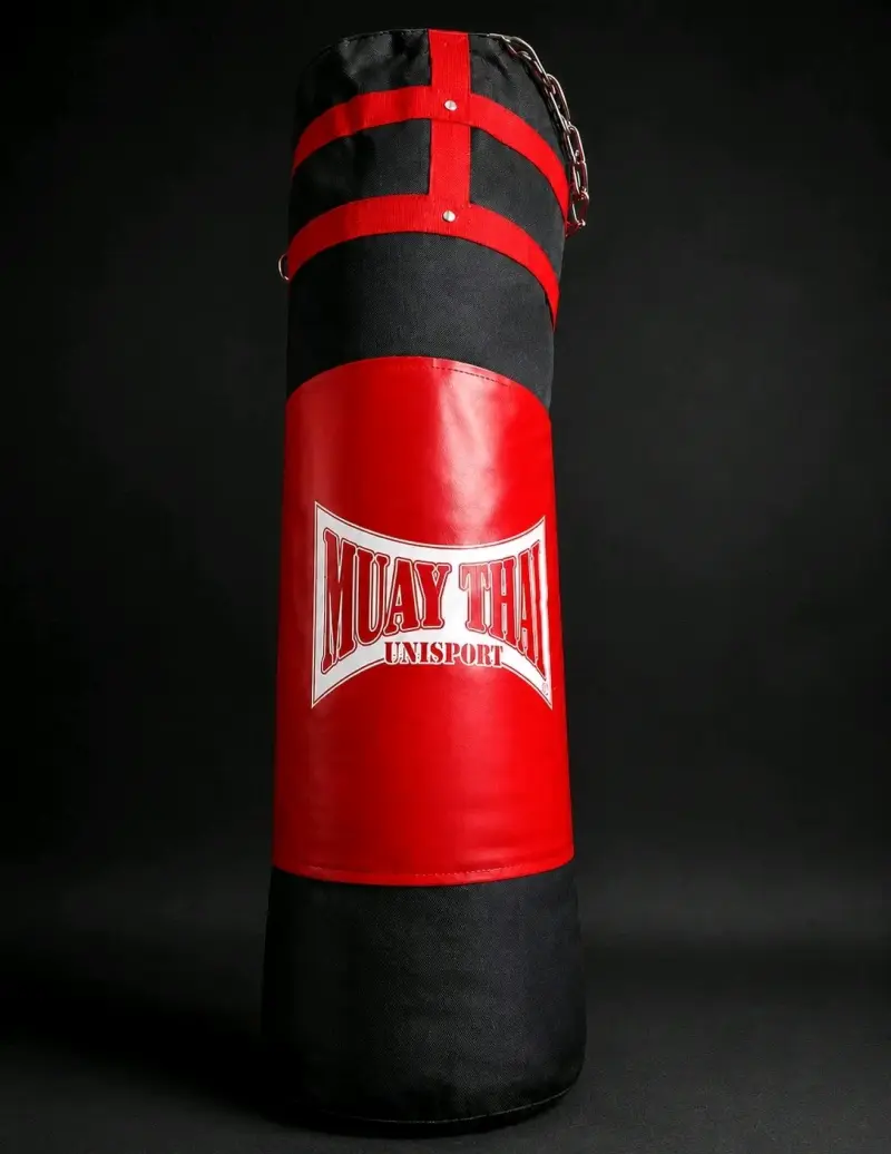 Saco de boxeo Muay Thai Unisport rojo y negro - 1