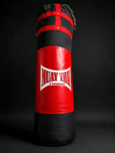 Saco de boxeo Muay Thai Unisport rojo y negro - miniatura 2