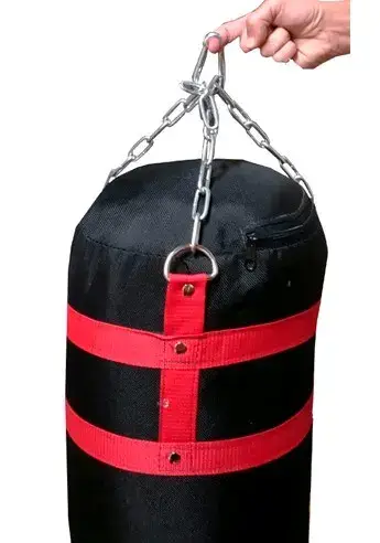Saco de boxeo Muay Thai Unisport rojo y negro - miniatura 3