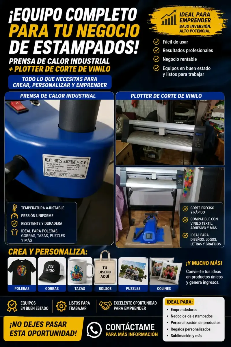Máquina de prensado y plotter de corte de vinilo