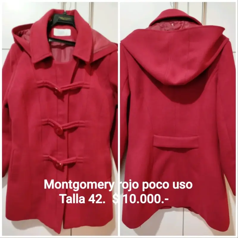 Abrigo montgomery rojo con capucha talla 42