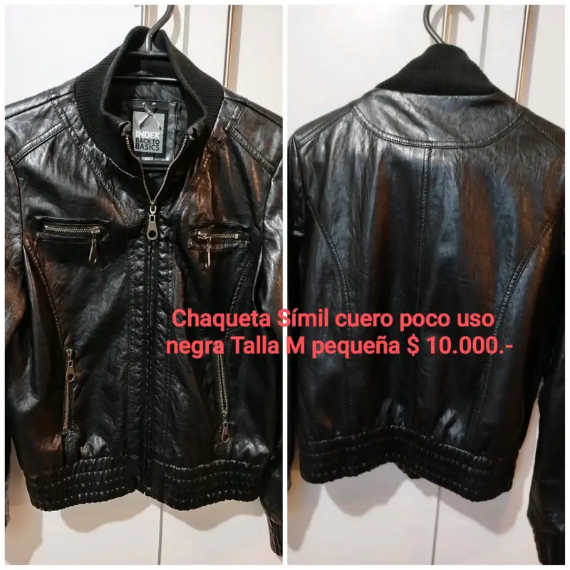 Chaqueta negra símil cuero talla M