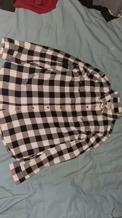 Camisa a cuadros blanco y negro para hombre - miniatura 1