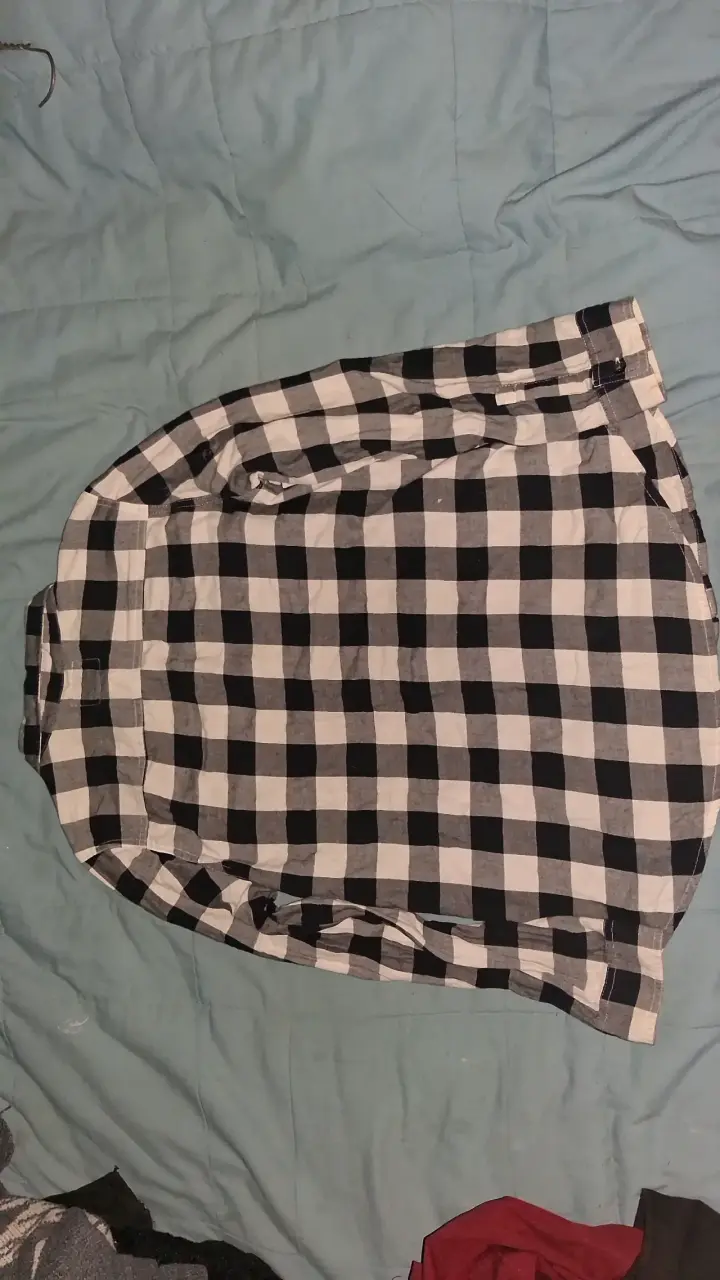 Camisa a cuadros blanco y negro para hombre - 2