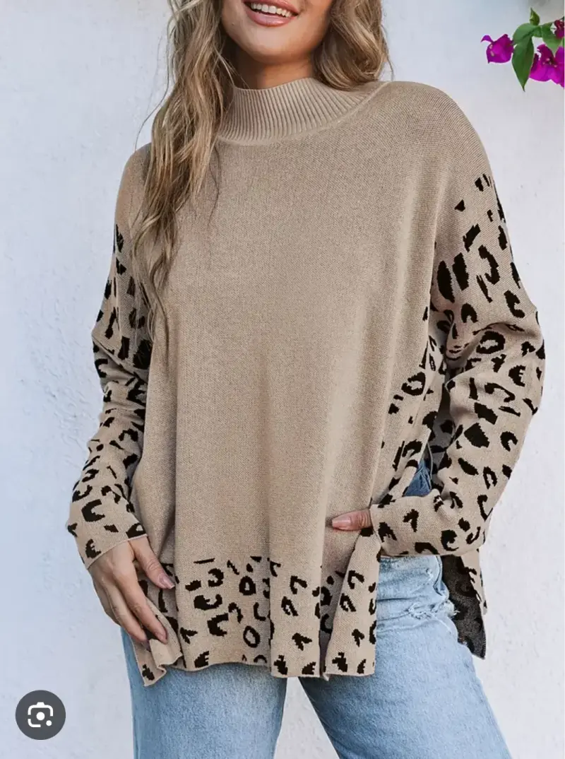 Suéter beige con estampado animal print - 1