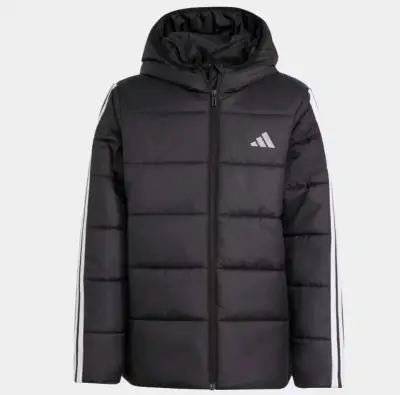 Chaqueta acolchada negra con capucha Adidas - miniatura 1