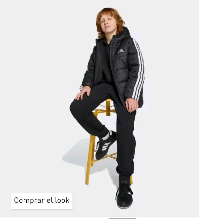 Chaqueta acolchada negra con capucha Adidas - 2
