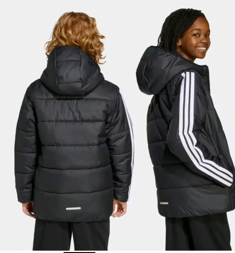 Chaqueta acolchada negra con capucha Adidas - 3