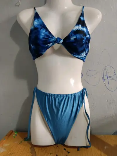Bikini bandeau naranja y estampado leopardo - miniatura 2