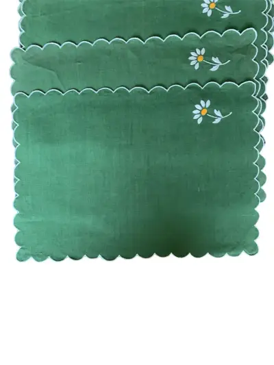 Set de12 manteles individuales verdes bordados - miniatura 2
