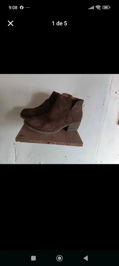 Botines de cuero marrón para mujer - miniatura 1