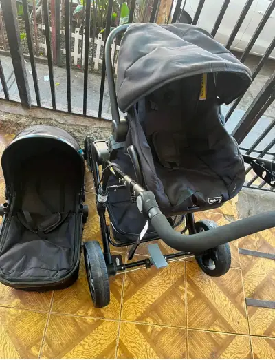 Coche de bebé Bebeglo con moisés negro - miniatura 2