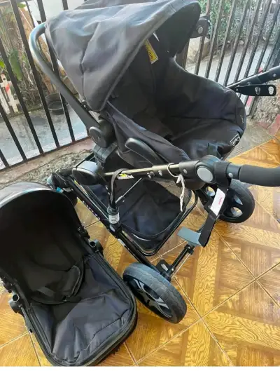 Coche de bebé Bebeglo con moisés negro - miniatura 5