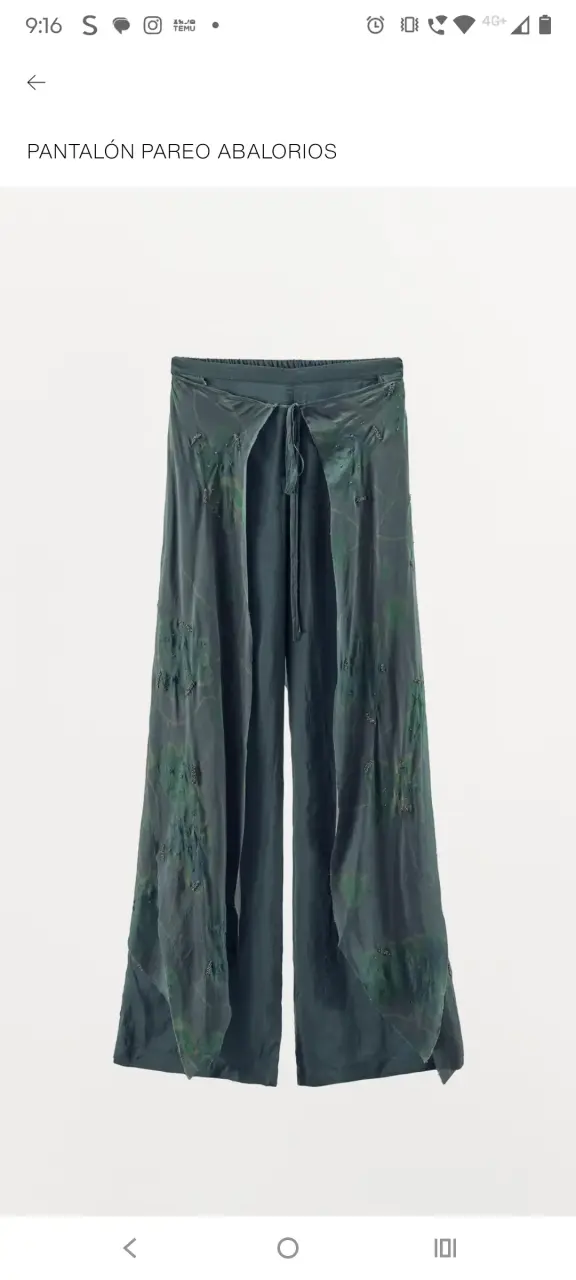 Pantalón pareo con abalorios verde