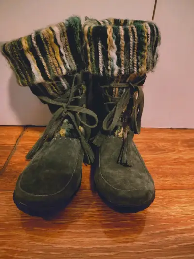 Botas de gamuza con tejido multicolor - miniatura 4