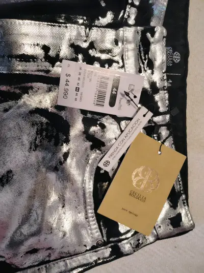 Pantalón metálico Cecilia Bolocco talla 44 - miniatura 2