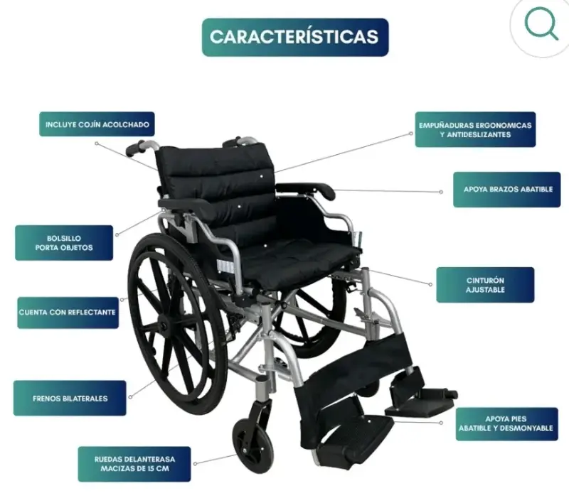Silla de ruedas alumnio plegable en buen estado - 2