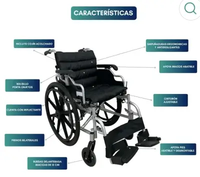 Silla de ruedas alumnio plegable en buen estado - miniatura 2