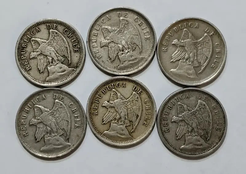 Monedas antiguas 5 centavos Chile 1920 - 1938 - 2