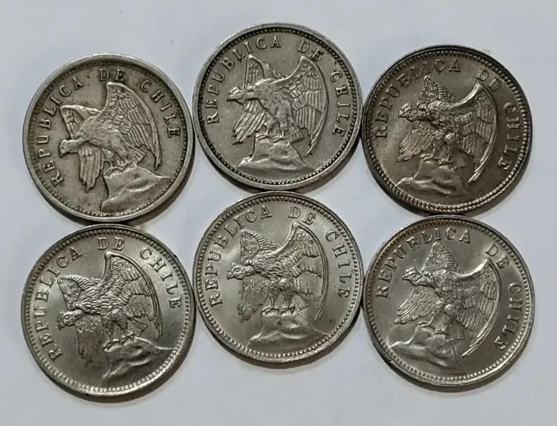 Monedas antiguas 5 centavos Chile 1920 - 1938 - 4